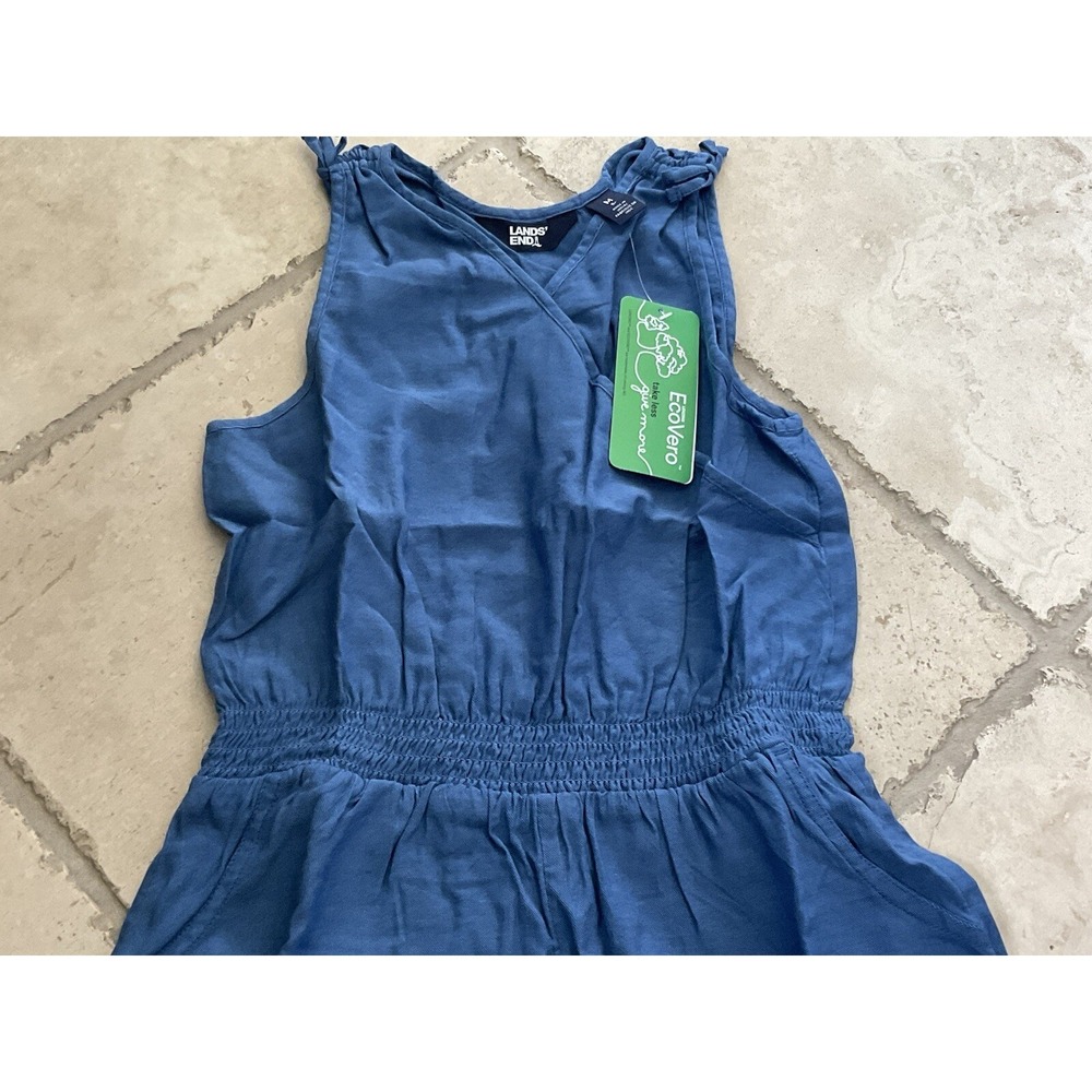 NEW Lands' End Blue Chambray Elastic Waist Romper;‎ Girls Size 8 Plus (M) - Picture 2 of 9
